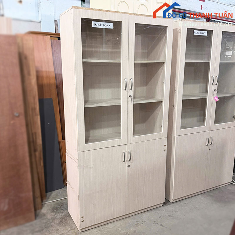 tu-ho-so-cu-2-canh-kinh-go-cong-nghiep-4 Tủ Hồ Sơ Cũ 2 Cánh Kính Gỗ Công Nghiệp
