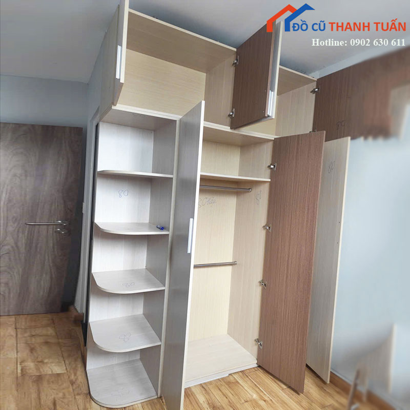 tu-quan-ao-cu-1m78-mau-trang-nau-nhieu-ngan-1 Tủ Quần Áo Cũ 1m78 Màu Trắng Nâu Nhiều Ngăn