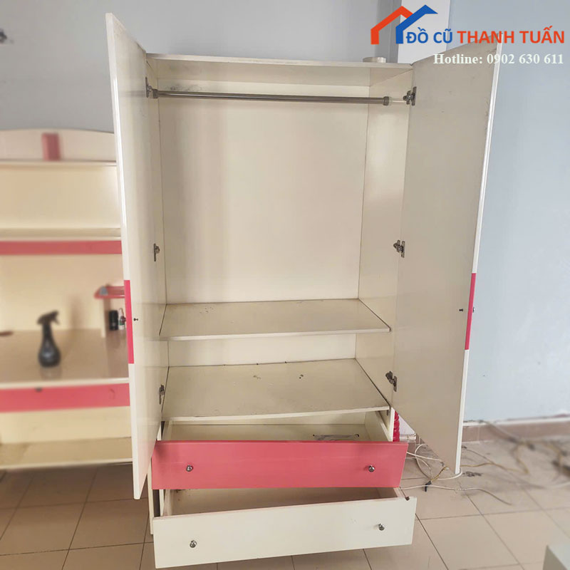 tu-quan-ao-cu-2-canh-mau-trang-hong-co-ngan-keo-2 Thanh Lý Đồ Nội Thất Cũ - Chuyên Mua Bán Bàn Ghế Cũ Giá Tốt Nhất