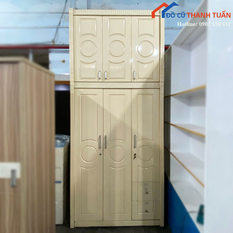 Tủ Quần Áo Cũ 6 Cánh Âm Trần Có Hộc Kéo