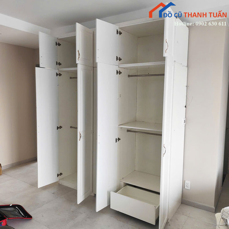 tu-quan-ao-cu-mau-trang-nhieu-canh-rong-2m-2 Tủ Quần Áo Cũ Màu Trắng Nhiều Cánh Rộng 2m