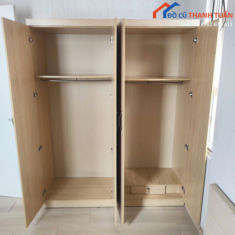 tu-quan-ao-go-cong-nghiep-cu-4-canh-1m6-2 Thanh Lý Đồ Nội Thất Cũ - Chuyên Mua Bán Bàn Ghế Cũ Giá Tốt Nhất