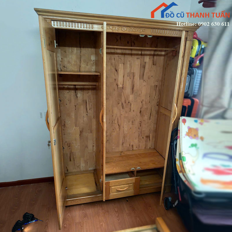 tu-quan-ao-go-cu-3-canh-co-ngan-keo-2 Thanh Lý Đồ Nội Thất Cũ - Chuyên Mua Bán Bàn Ghế Cũ Giá Tốt Nhất