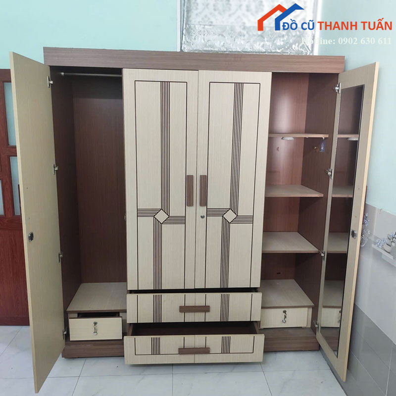 tu-quan-ao-go-cu-4-canh-1m8-1 Thanh Lý Đồ Nội Thất Cũ - Chuyên Mua Bán Bàn Ghế Cũ Giá Tốt Nhất