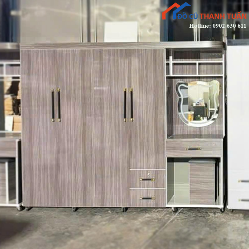 Tủ Quần Áo Nhựa 4 Cánh Kèm Bàn Trang Điểm Mới 99%