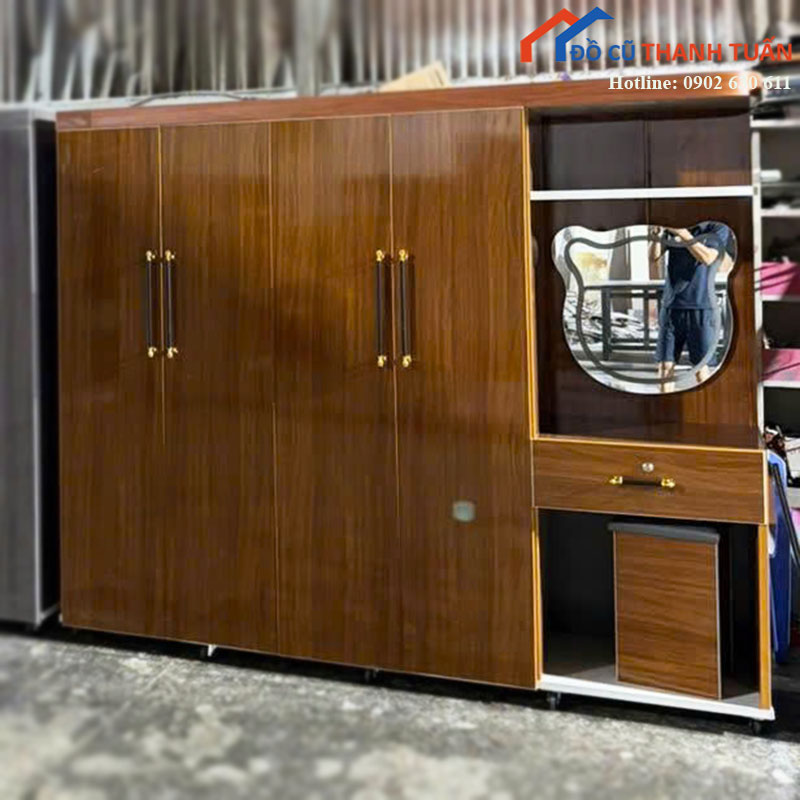 Tủ Quần Áo Nhựa 4 Cánh Kèm Bàn Trang Điểm Mới 99%