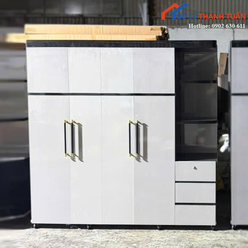 Tủ Quần Áo Nhựa 4 Cánh Mới 99% Kèm Kệ Bên