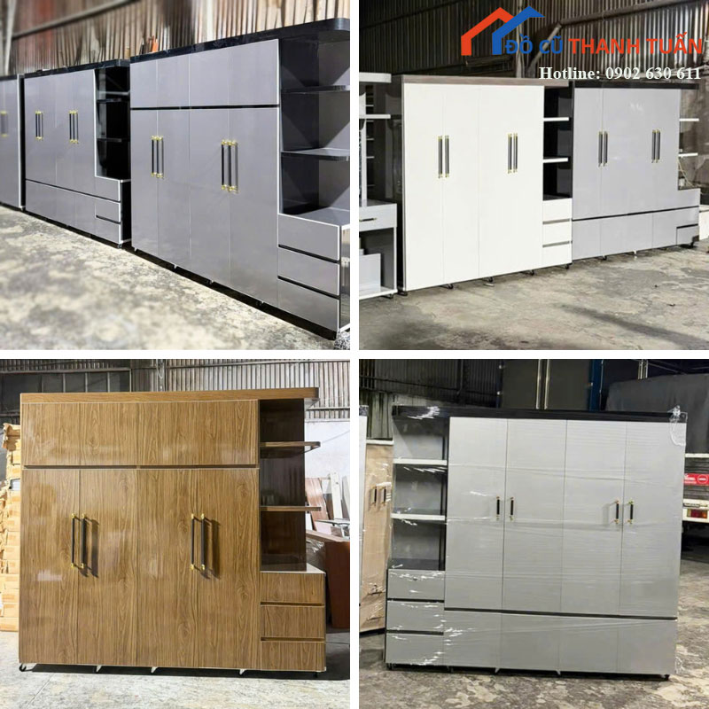 Tủ Quần Áo Nhựa 4 Cánh Mới 99% Kèm Kệ Bên