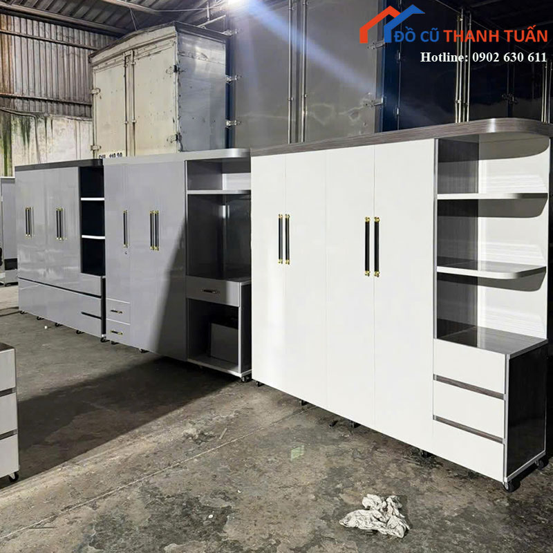 tu-quan-ao-nhua-4-canh-moi-99-kem-ke-ben (8) Tủ Quần Áo Nhựa 4 Cánh Mới 99% Kèm Kệ Bên