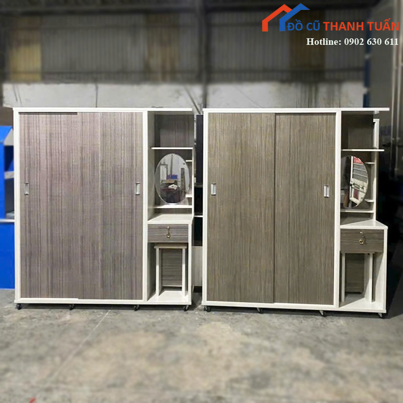 Tủ Quần Áo Nhựa Cửa Lùa Mới 99% Kèm Bàn Trang Điểm