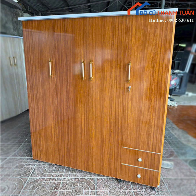 Tủ Quần Áo Nhựa Đài Loan 4 Cánh Mới 99% Kèm Ngăn Kéo