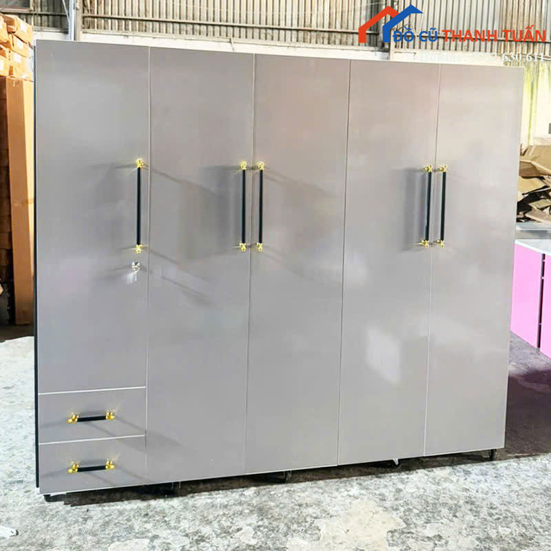 Tủ Quần Áo Nhựa Đài Loan 5 Cánh Mới 99% Có Ngăn Kéo
