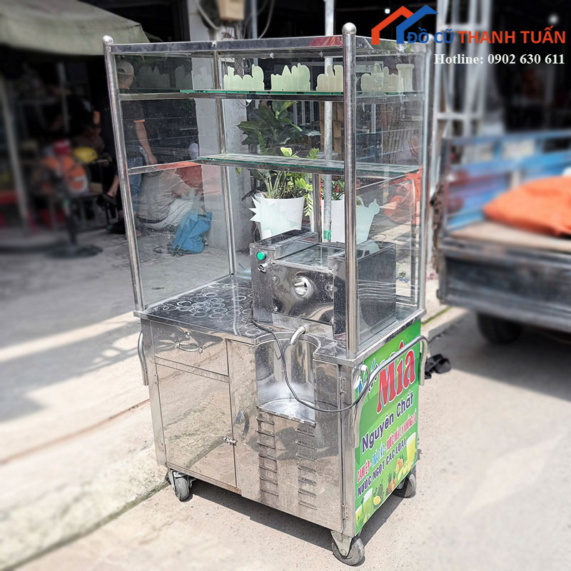 xe-nuoc-mia-cu-inox-co-tu-kinh-trung-bay-3 Xe Nước Mía Cũ Inox Có Tủ Kính Trưng Bày