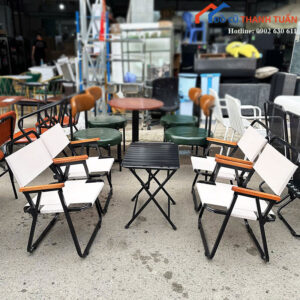 Bàn Ghế Cafe Xếp Gọn Mới 99% Khung Sắt Vuông