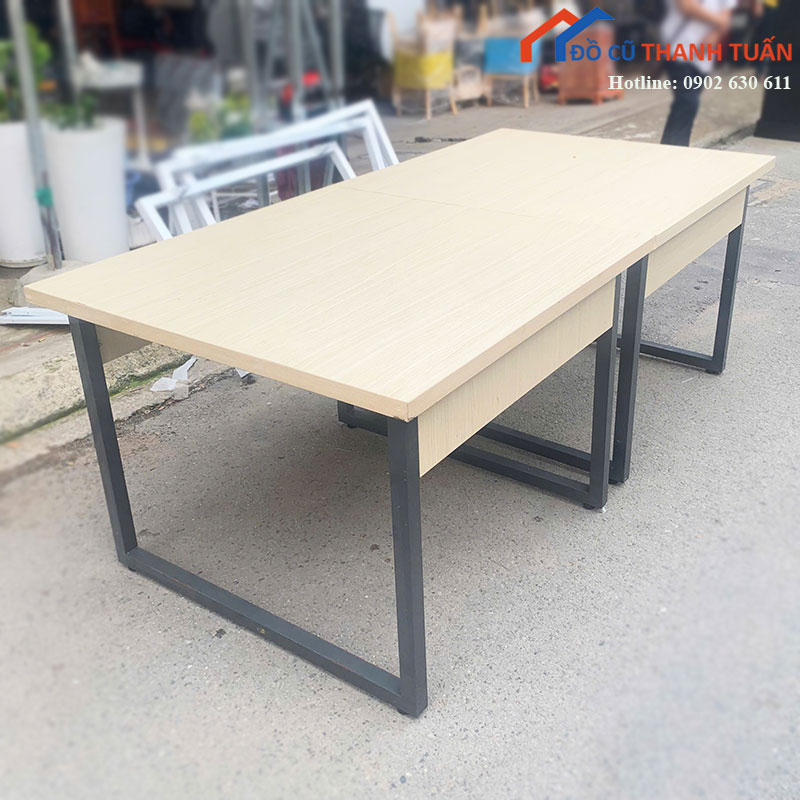 ban-hop-van-phong-cu-2m-chan-sat-mat-go-3 Bàn Họp Văn Phòng Cũ 2m Chân Sắt Mặt Gỗ