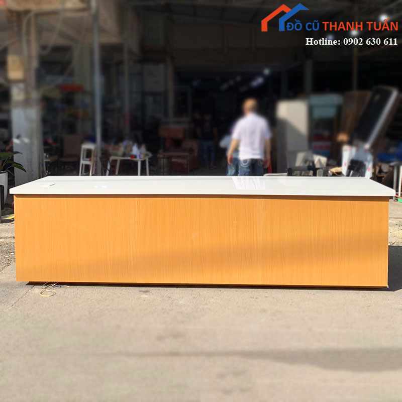 Bàn Quầy Mặt Đá Cũ Gỗ Vân Sáng Dài 3m15