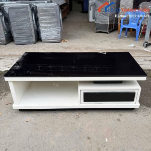 Bàn Trà Sofa Đen Trắng Mặt Kính Cũ