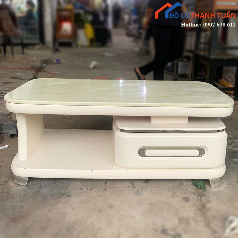 Bàn Trà Sofa Mặt Đá Chân Kim Loại Cũ