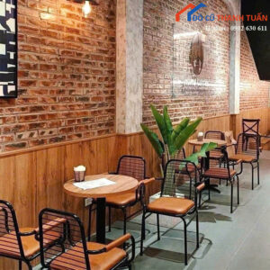 Bộ Bàn Ghế Cafe Bàn Tròn Ghế Tựa Lưng Sắt Mới 99%