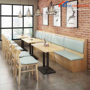 Bộ Bàn Ghế Cafe Băng Dài Bọc Nệm Mới 99%
