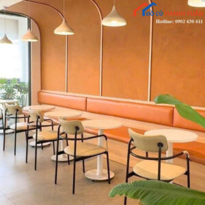 Bộ Bàn Ghế Cafe Có Ghế Băng Bọc Nệm Mới 99%