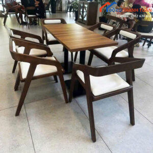 Bộ Bàn Ghế Cafe Gỗ Hiroshima Tựa Thấp Mới 99%