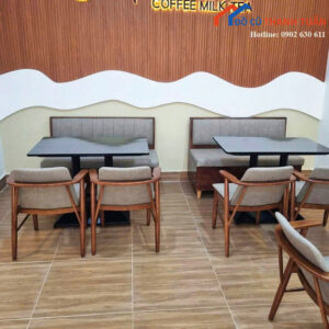 Bộ Bàn Ghế Cafe Khung Gỗ Bọc Nệm Mới 99%