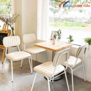 Bộ Bàn Ghế Cafe Vuông 4 Ghế Bọc Nệm Mới 99%
