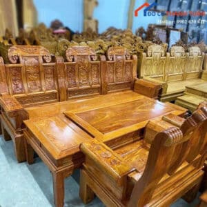 Bộ Salon Gỗ Mới 99% Tựa Chạm Tứ Quý Tay Hộp Bề Thế