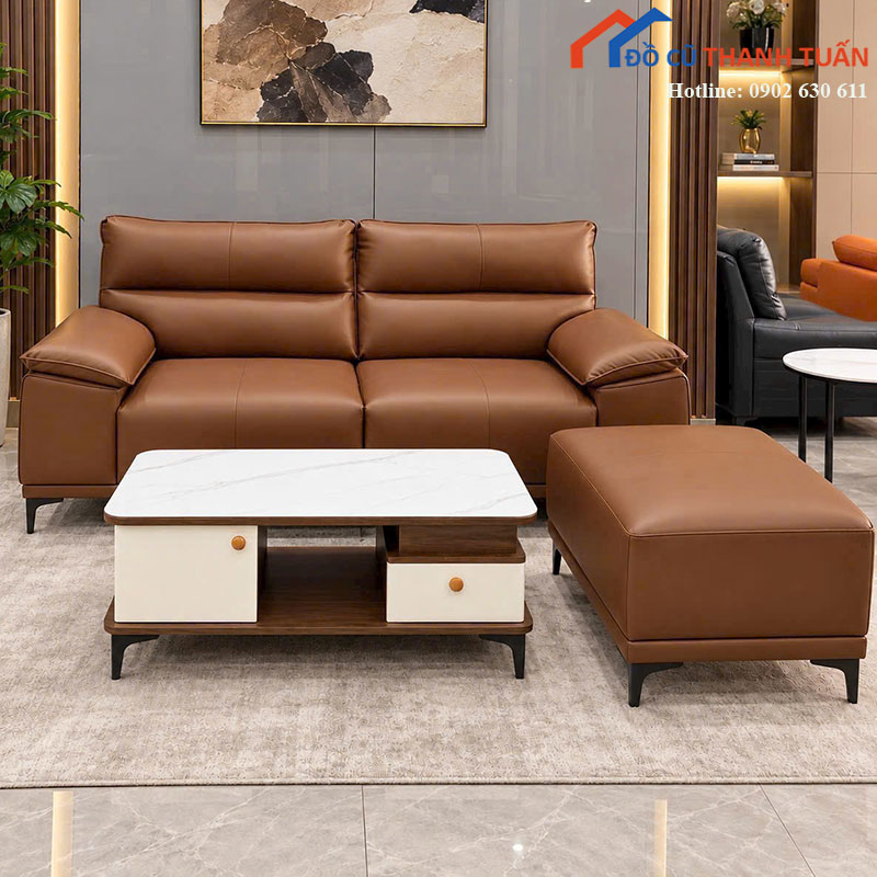 bo-sofa-bang-moi-99-boc-da-kem-don-va-ban-tra-mat-da-5 Bộ Sofa Băng Mới 99% Bọc Da Kèm Đôn Và Bàn Trà Mặt Đá
