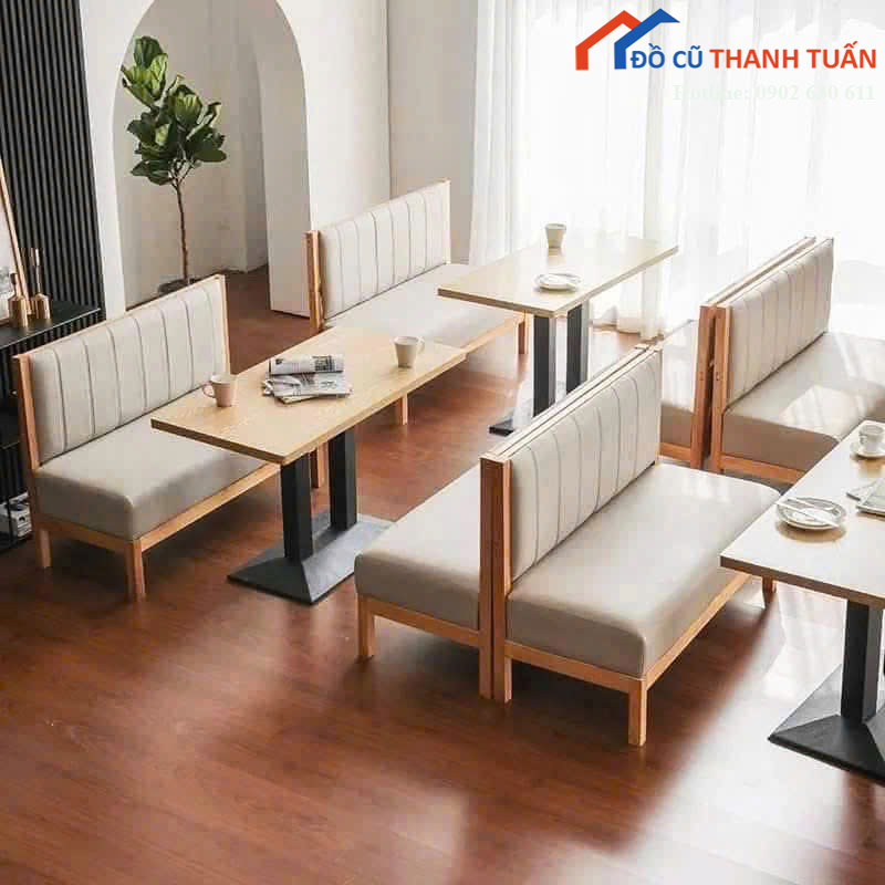 Bộ Sofa Cafe Băng Dài Bọc Nệm Mới 99%