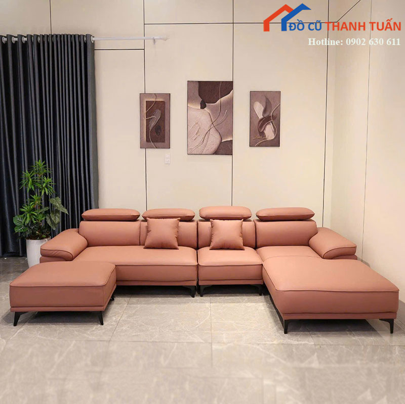 bo-sofa-goc-u-moi-99-boc-da-co-tua-dau-va-ban-tra-nhieu-mau-3 Bộ Sofa Góc U Mới 99% Bọc Da Có Tựa Đầu Và Bàn Trà (Nhiều Màu)