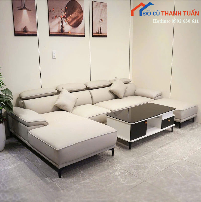 bo-sofa-goc-u-moi-99-boc-da-co-tua-dau-va-ban-tra-nhieu-mau-4 Bộ Sofa Góc U Mới 99% Bọc Da Có Tựa Đầu Và Bàn Trà (Nhiều Màu)