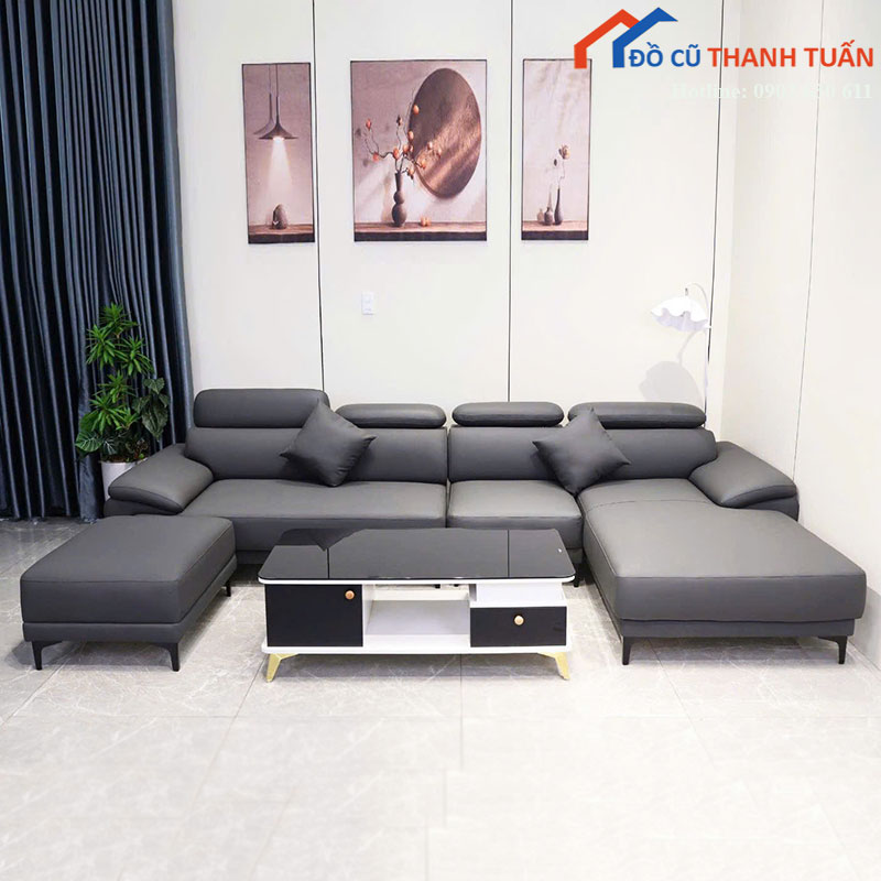 bo-sofa-goc-u-moi-99-boc-da-co-tua-dau-va-ban-tra-nhieu-mau-6 Bộ Sofa Góc U Mới 99% Bọc Da Có Tựa Đầu Và Bàn Trà (Nhiều Màu)