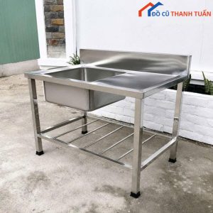 Bồn Rửa Chén 1 Hộc Có Bàn Chờ Inox Mới 99%
