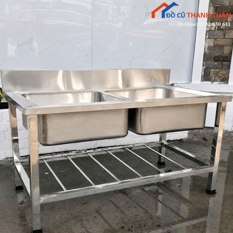Bồn Rửa Chén Inox 2 Ngăn Sâu Rộng Mới 99%