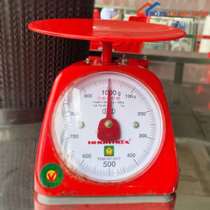 Cân Đồng Hồ Nhơn Hòa Cũ 1kg Màu Đỏ Mặt Số Tròn