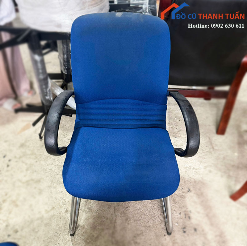 Ghế Chân Quỳ Cũ Bọc Nỉ Xanh Dương Có Tay Vịn