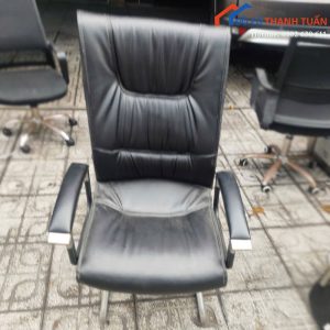 Ghế Chân Quỳ Lưng Cao Bọc Da Đen Cũ