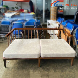 Ghế Sofa Băng Khung Gỗ Tự Nhiên Nệm Nỉ Cũ