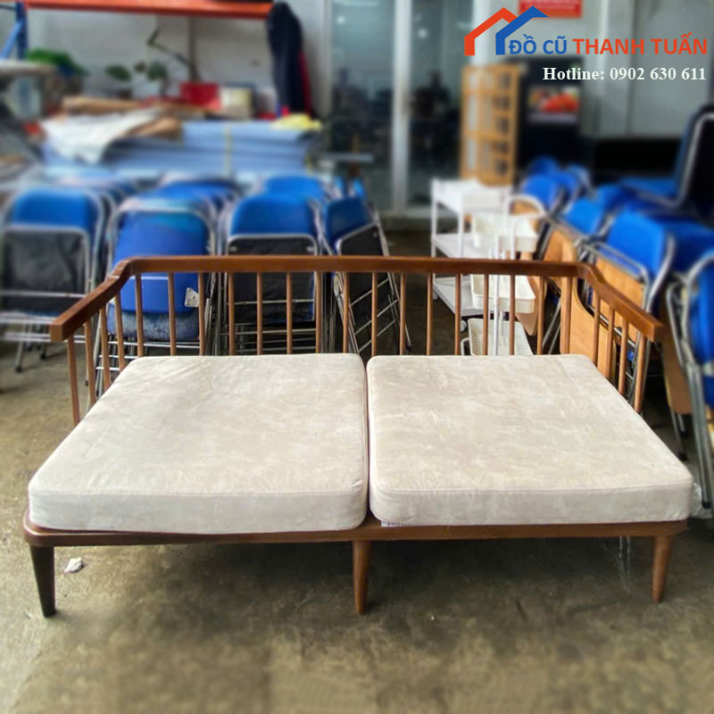 Ghế Sofa Băng Khung Gỗ Tự Nhiên Nệm Nỉ Cũ