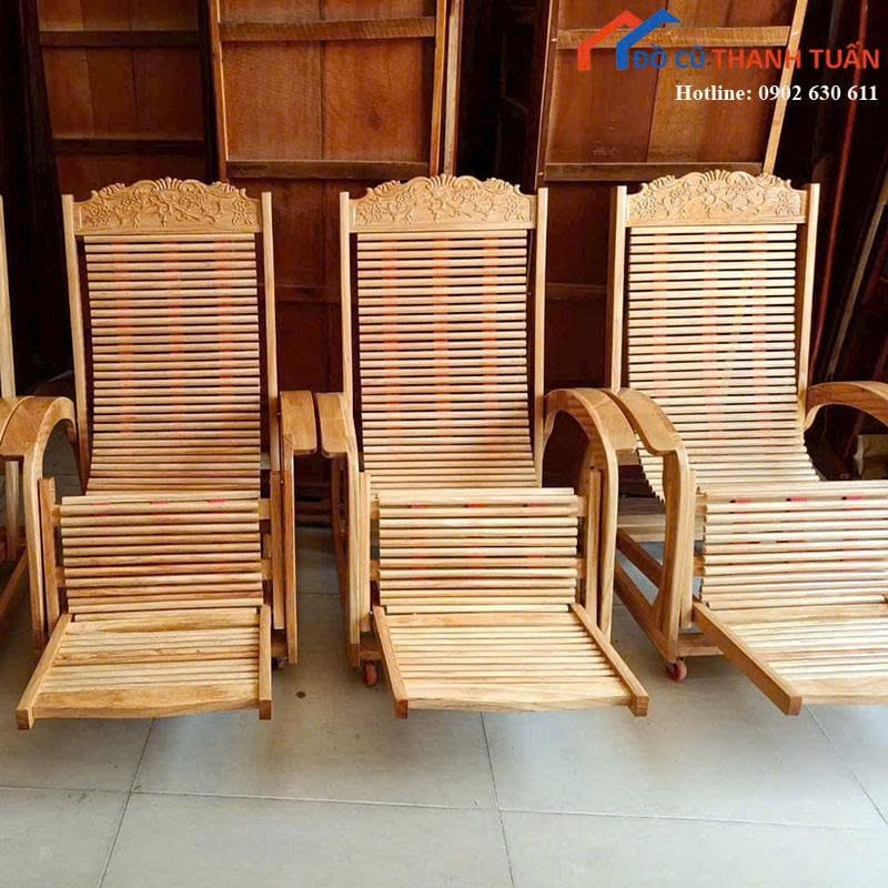 ghe-thu-gian-go-moi-99-co-gac-chan-keo-dai-1 Ghế Thư Giãn Gỗ Mới 99% Có Gác Chân Kéo Dài