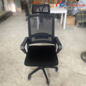 Ghế Xoay Văn Phòng Cũ Lưng Lưới Đen Có Tựa Đầu