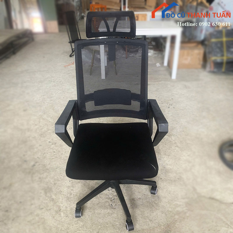 Ghế Xoay Văn Phòng Cũ Lưng Lưới Đen Có Tựa Đầu