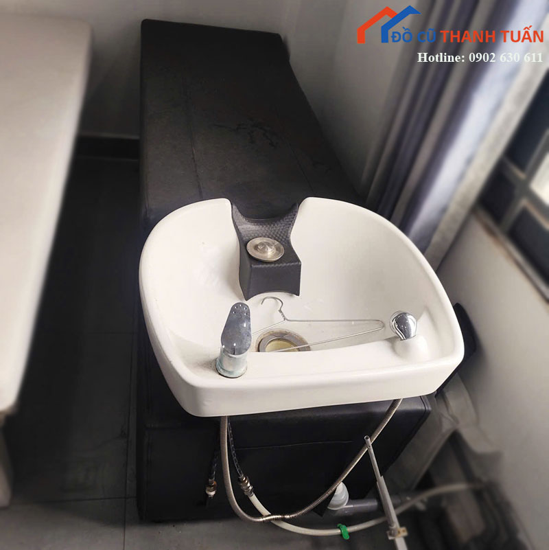 Giường Gội Đầu Dưỡng Sinh Bọc Da Màu Đen Mới 90%