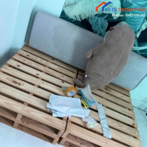 Giường Ngủ Gỗ Pallet Cũ 1m6 Thiết Kế Nan Thoáng