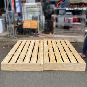 Giường Pallet Gỗ Cũ 1m6 Màu Vàng Sáng