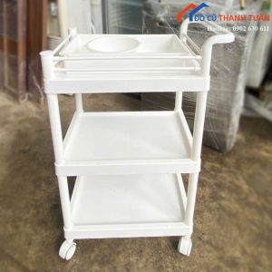 Kệ Đẩy 3 Tầng Nhựa Màu Trắng Cũ