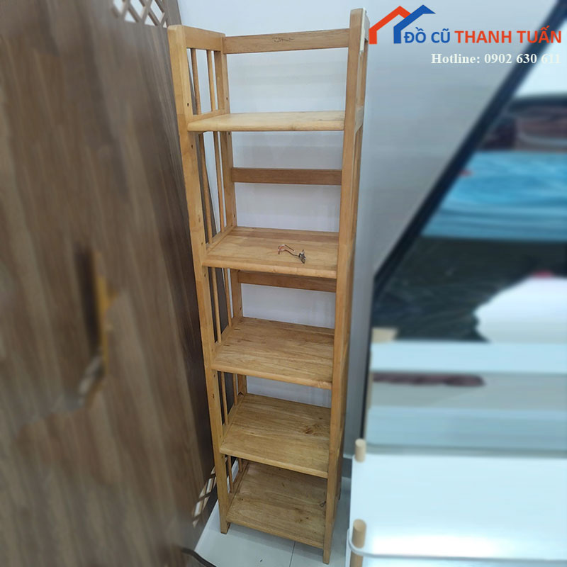 ke-go-cu-6-tang-dang-dung-mau-vang-1 Kệ Gỗ Cũ 6 Tầng Dáng Đứng Màu Vàng
