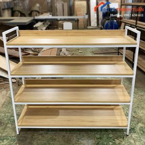 Kệ Sắt Khung Sơn Trắng Mặt Gỗ Mới 99%